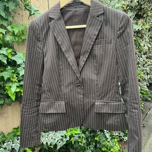 Theory Jacket Cotton Blend Brown/ Tan Pin Stripe